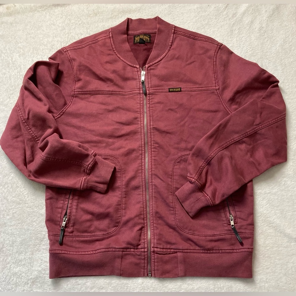 True Religion Knit Mens Runner Jacket Full Zip‎ Crew Neck Sz Medium